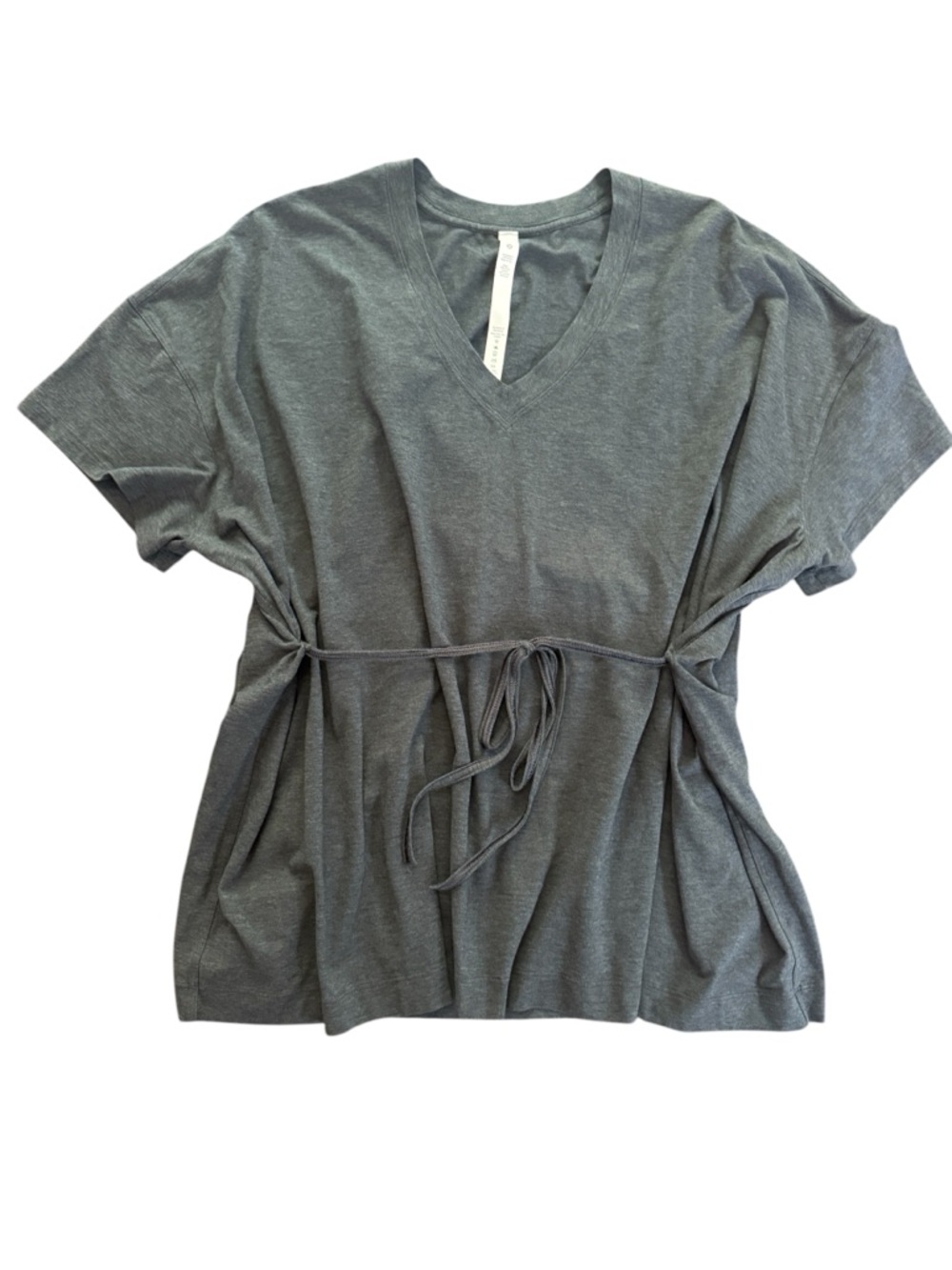 Lululemon Side/Front/Back Tie V-Neck T-Shirt Loose Fitting Athletic Grey Size 8